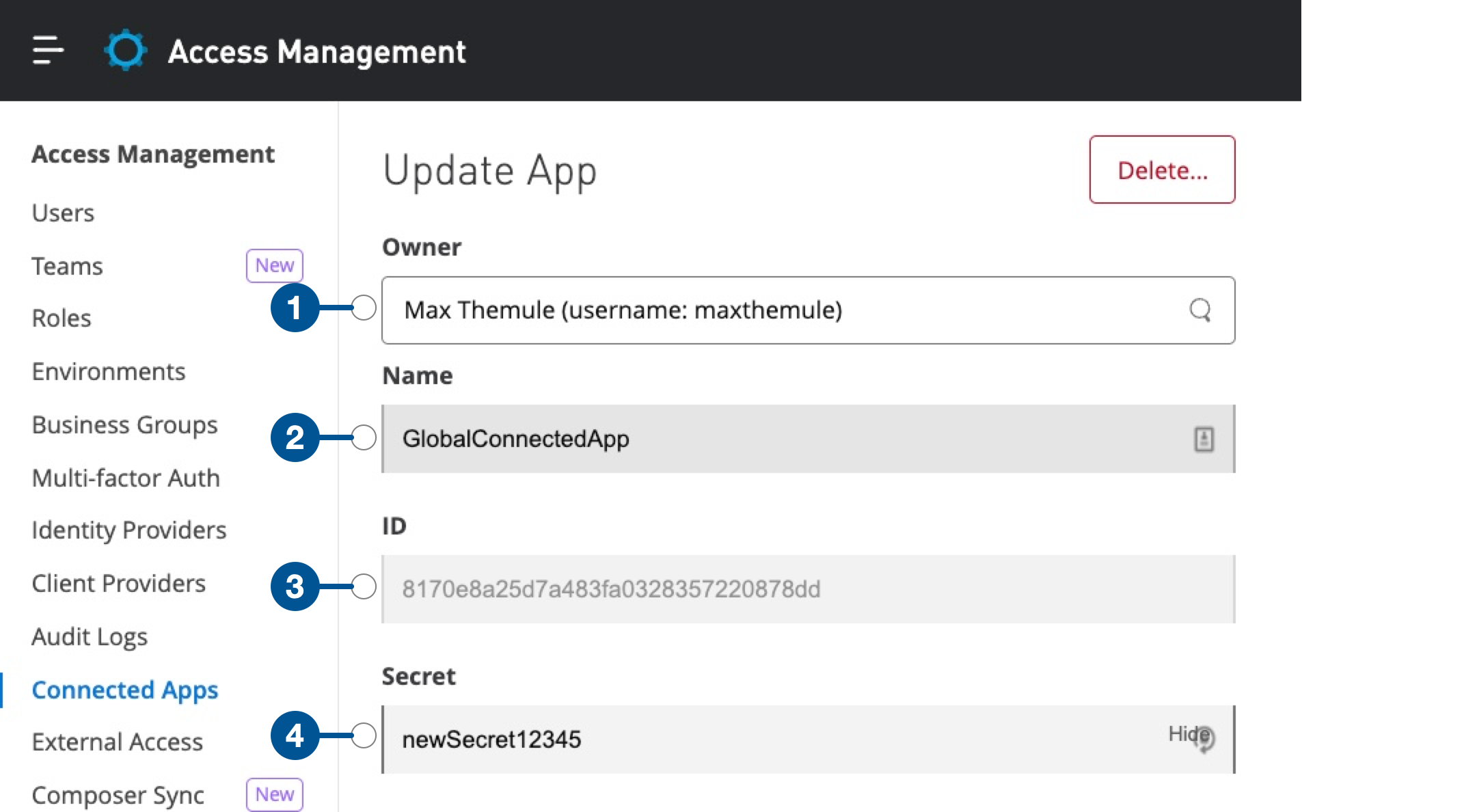 Edit mode for a connected app