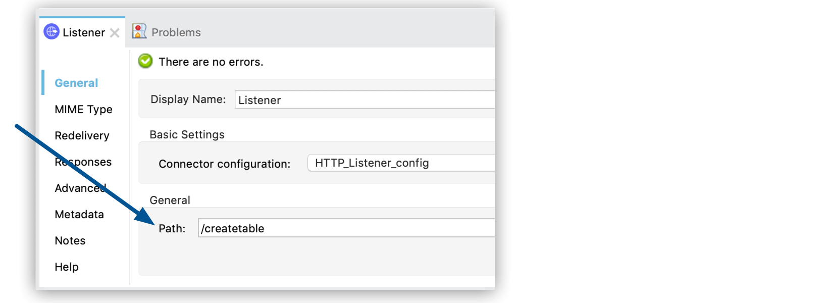 HTTP Listener tab