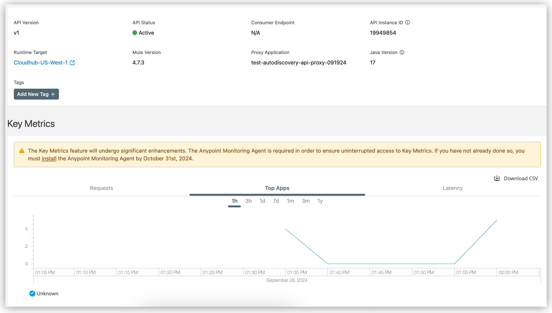 API in API Manager with autodiscovery data