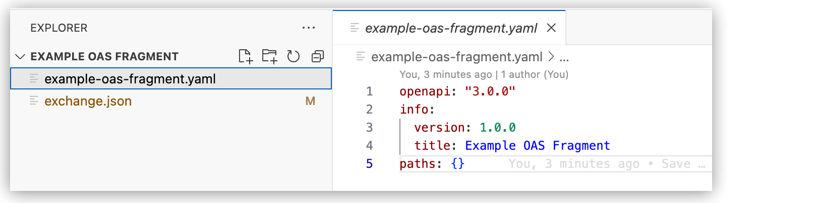 API Fragment tab on the Design an API page