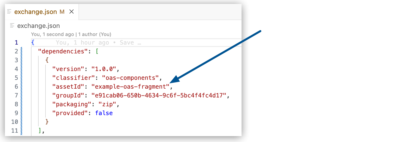 Verify the fragment dependency in the exchange.json file