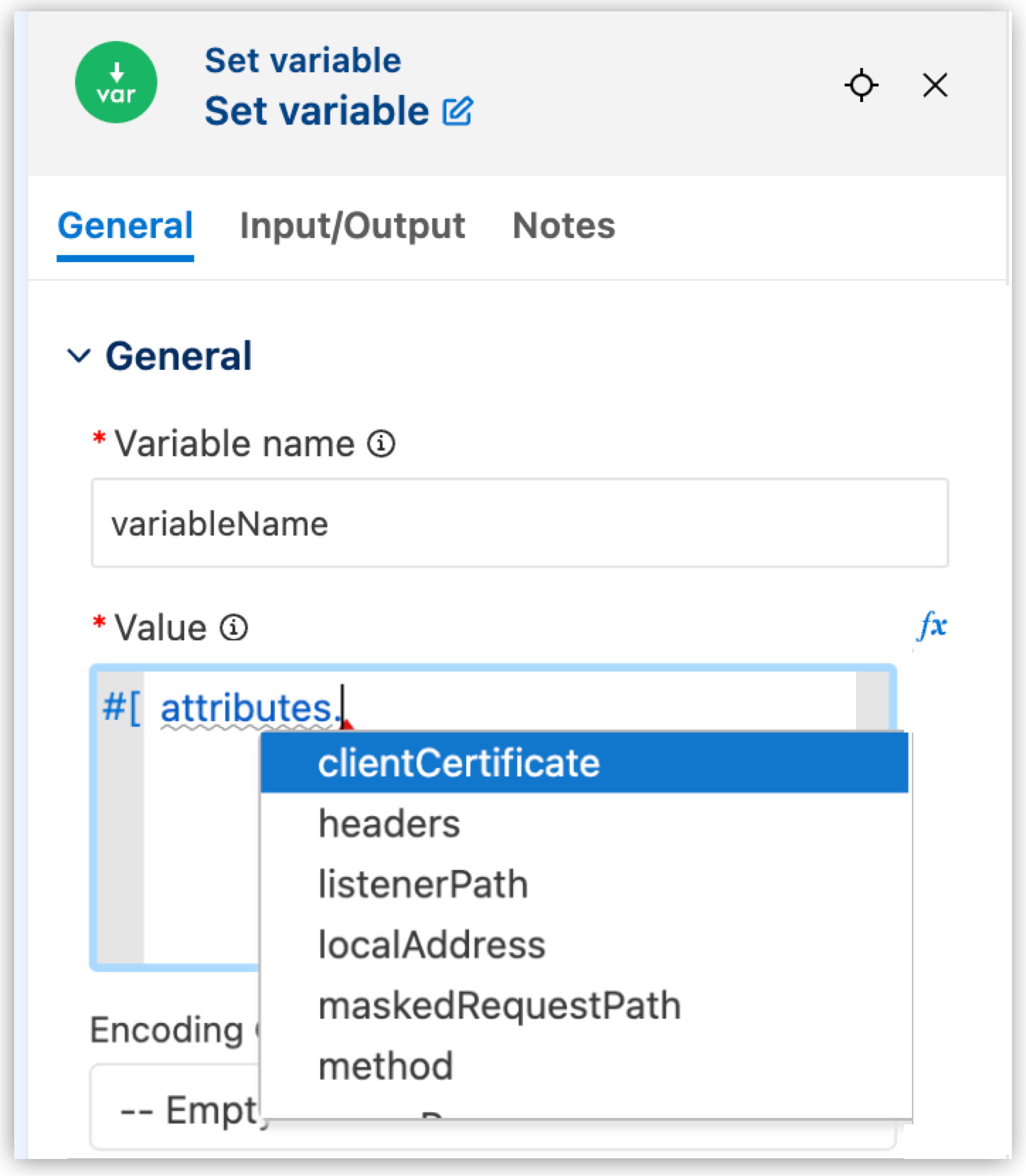 Expression builder for Set Variable