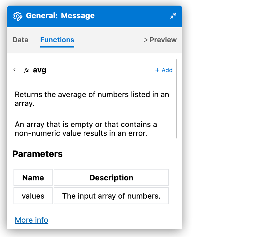 Data tab for expression field