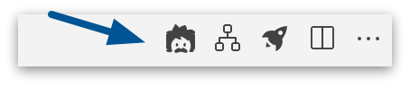 Arrow pointing to Einstein icon in the toolbar