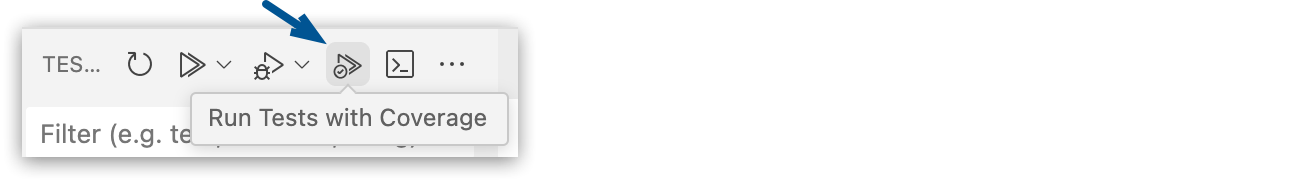 Run Tests with Coverage icon in the Testing panel
