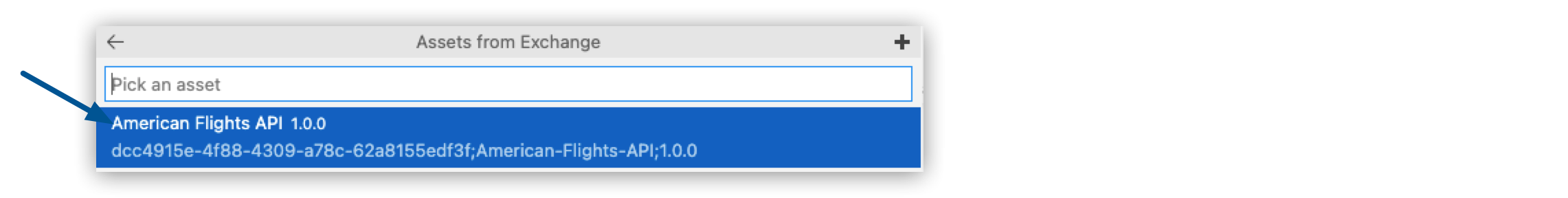 American Flights API asset is highlighted