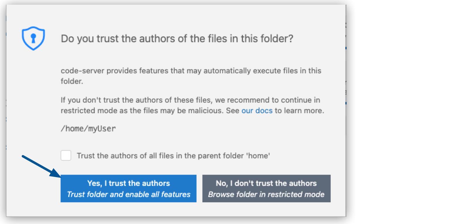 Trusting authors of the files in the folder