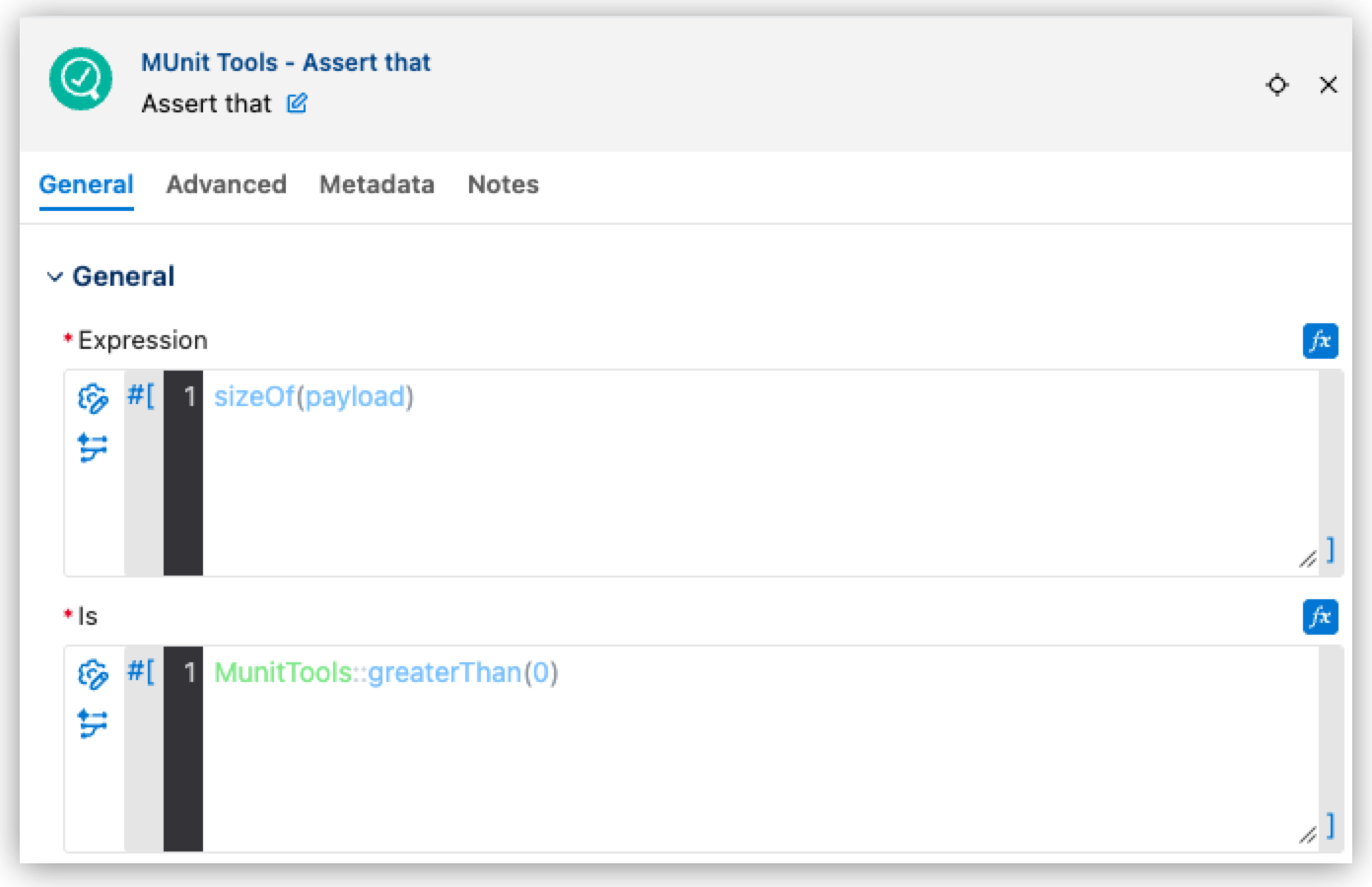 The Assert that component with Expression mode enabled