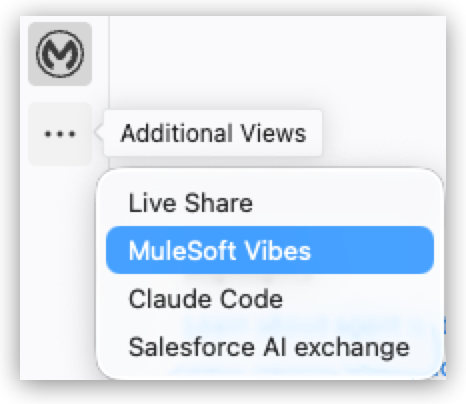 Additional Views menu with MuleSoft Vibes highlighted