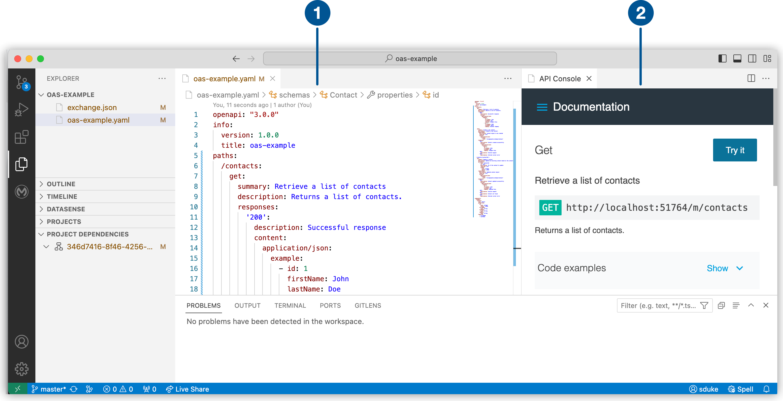 Anypoint Code Builder UI with integration project