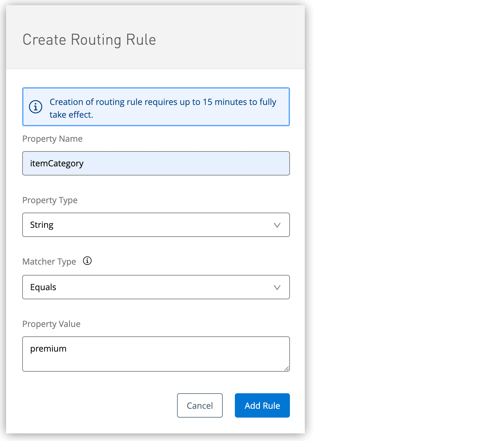 Create Routing Rule page