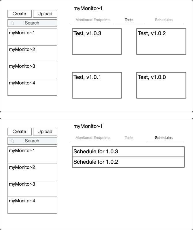 afm ui test versions and schedules