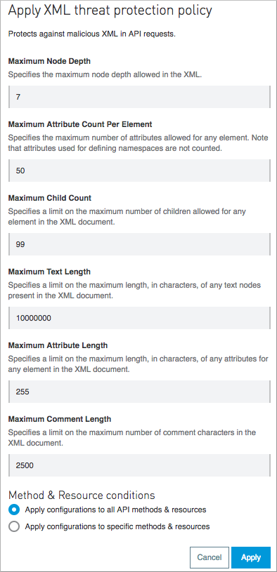 xml threat policy