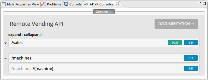 APIkit Console highlighted in the Studio panel.