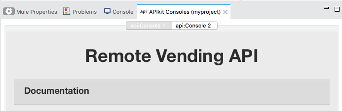 The additional API console tab is highlighted.