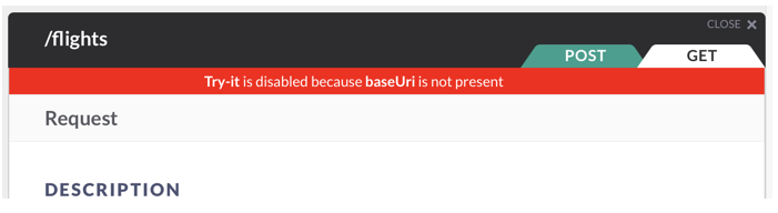 The Try It feature is disabled because baseURI is not present.