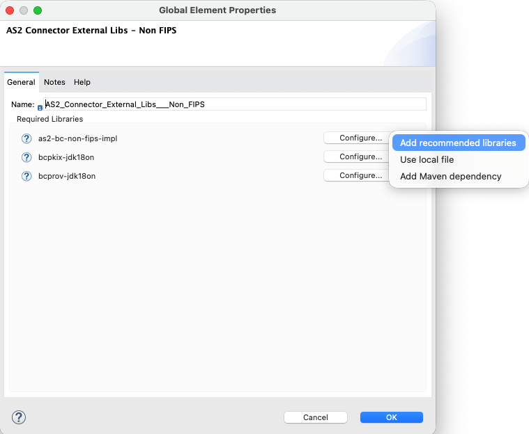 The Connector Configuration Global Element and the configurations for non-FIPS security mode