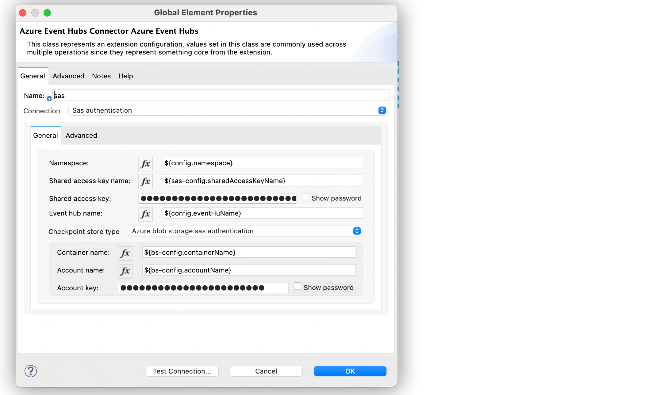 Configuring azure blob storage SAS authentication