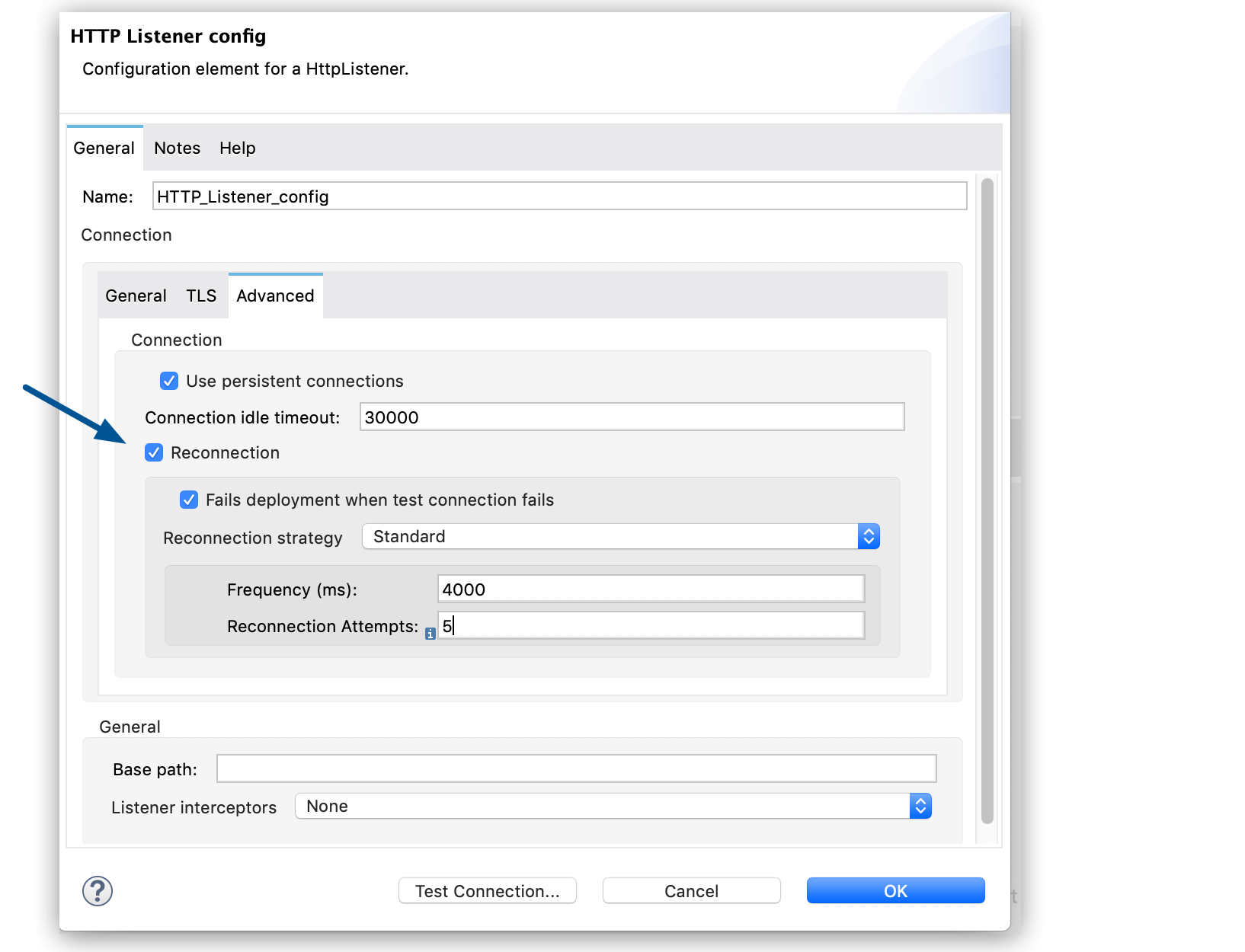 Reconnection strategy example using Studio