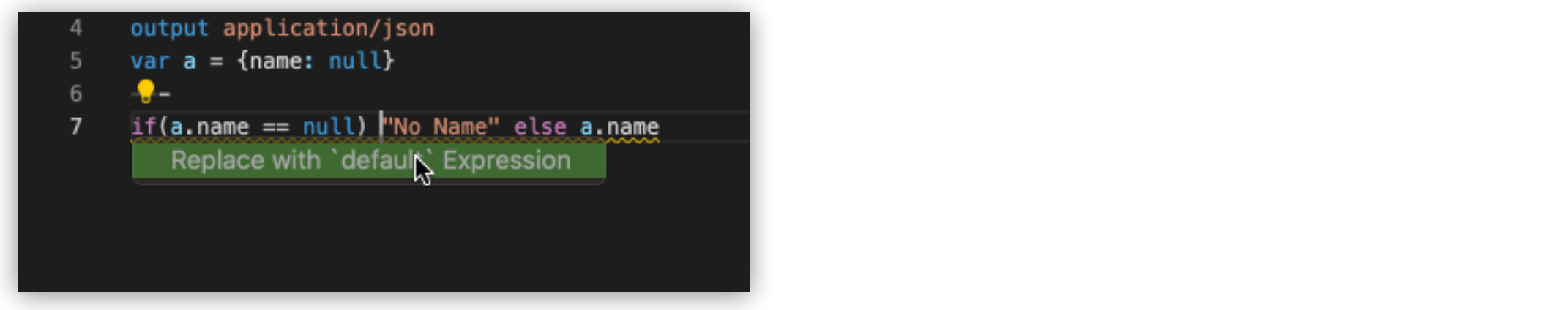 Default Value Code Inspection sample