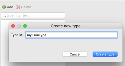 A dialog for creating a new type