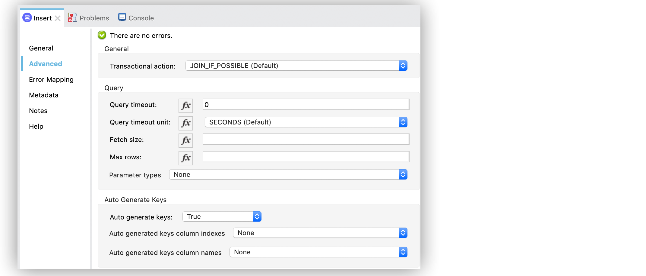 The Input Parameter field configuration