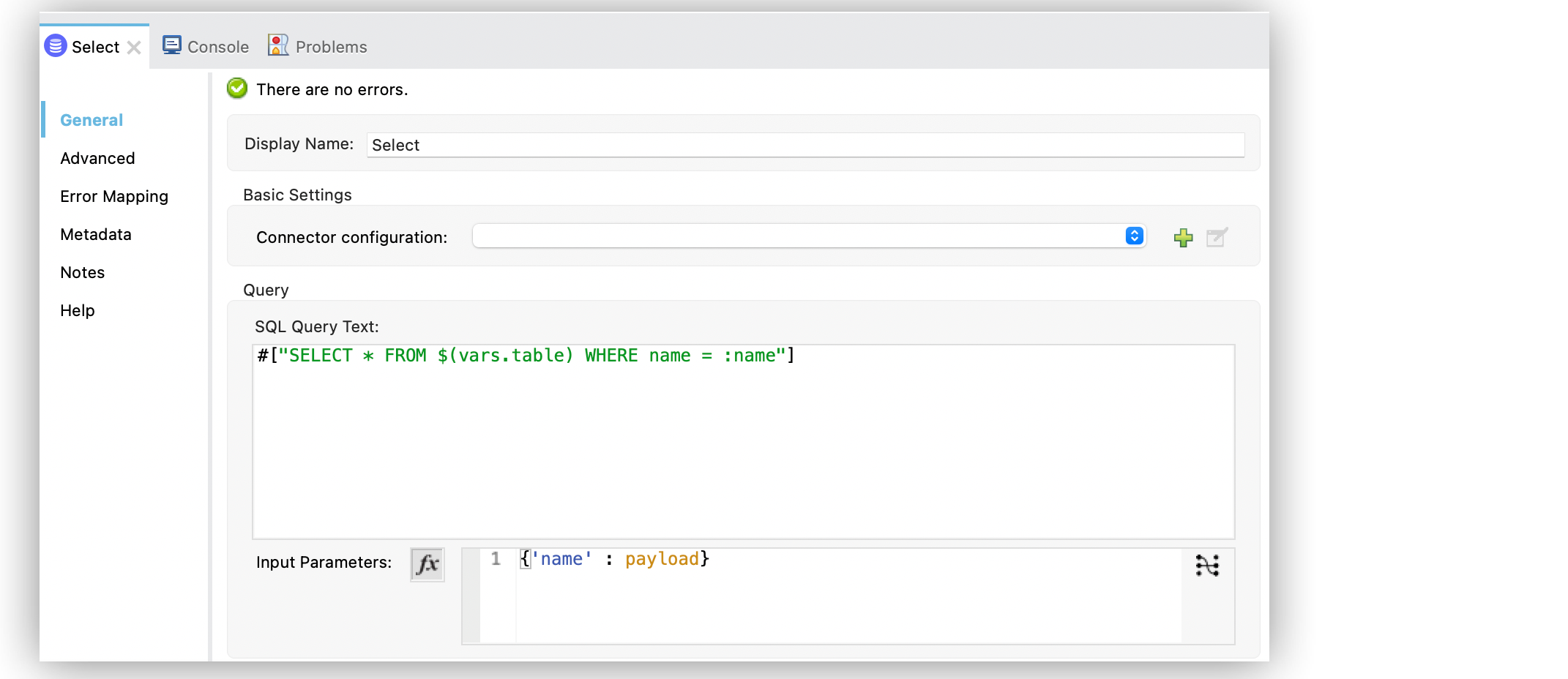 The dynamic query configuration in Studio