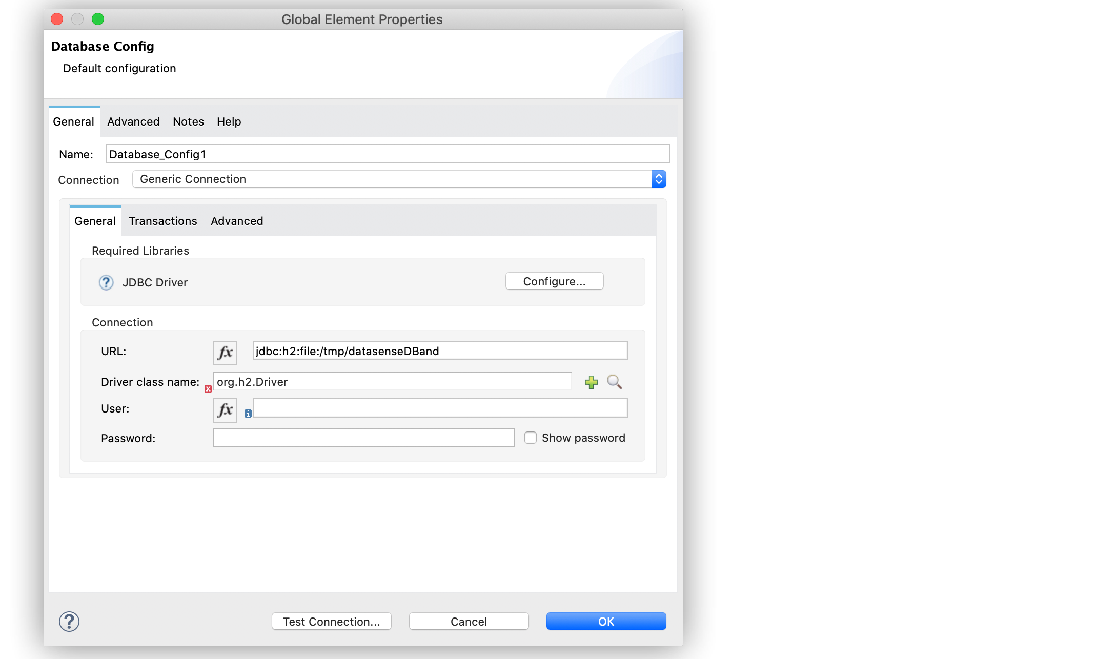 The Generic Connection global configuration