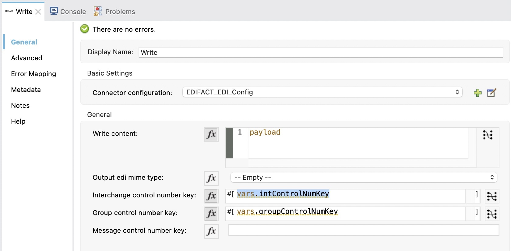 EDIFACT EDI Connector Control Numbers