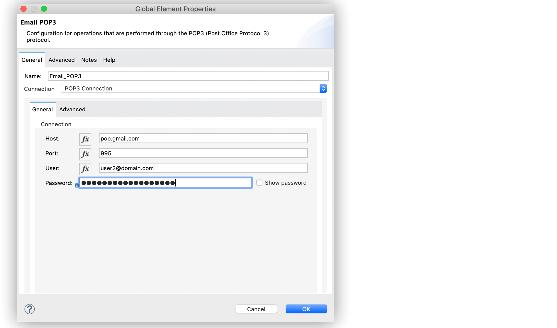 POP3 Connection Configuration