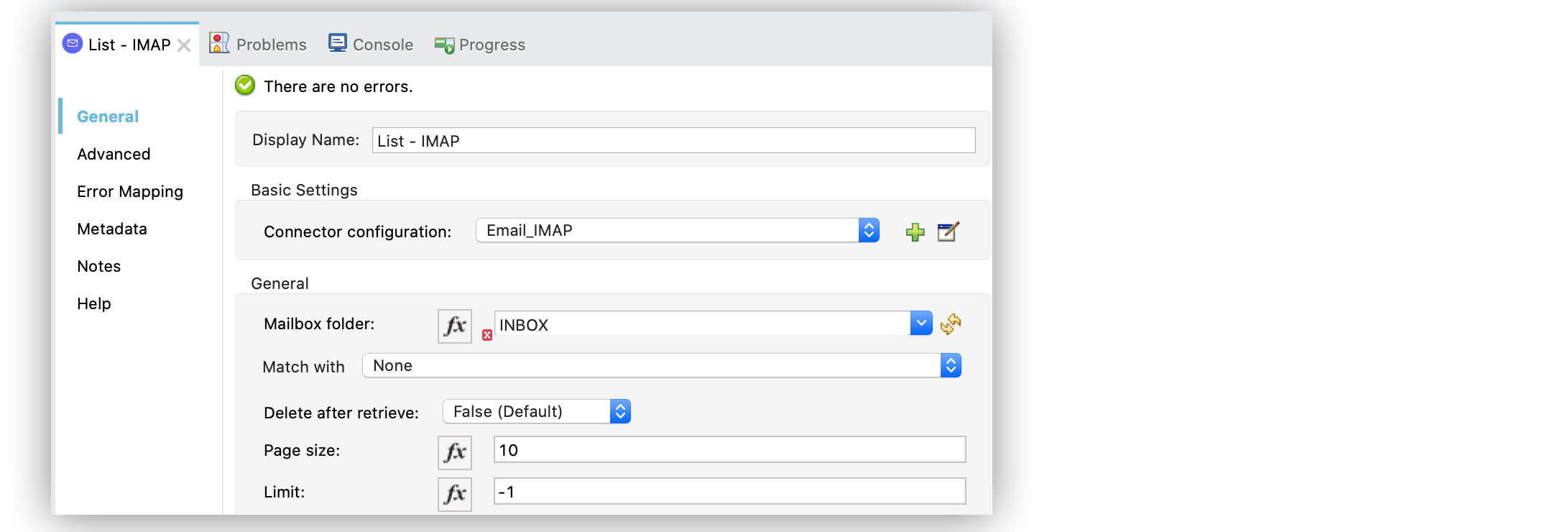 List - IMAP Configuration