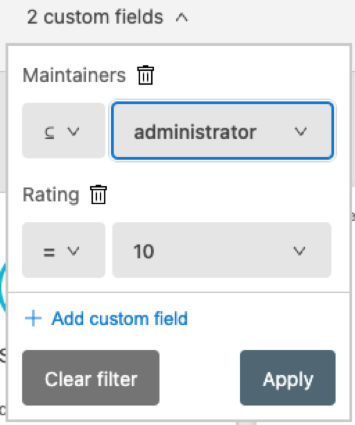 Search filter using two custom fields