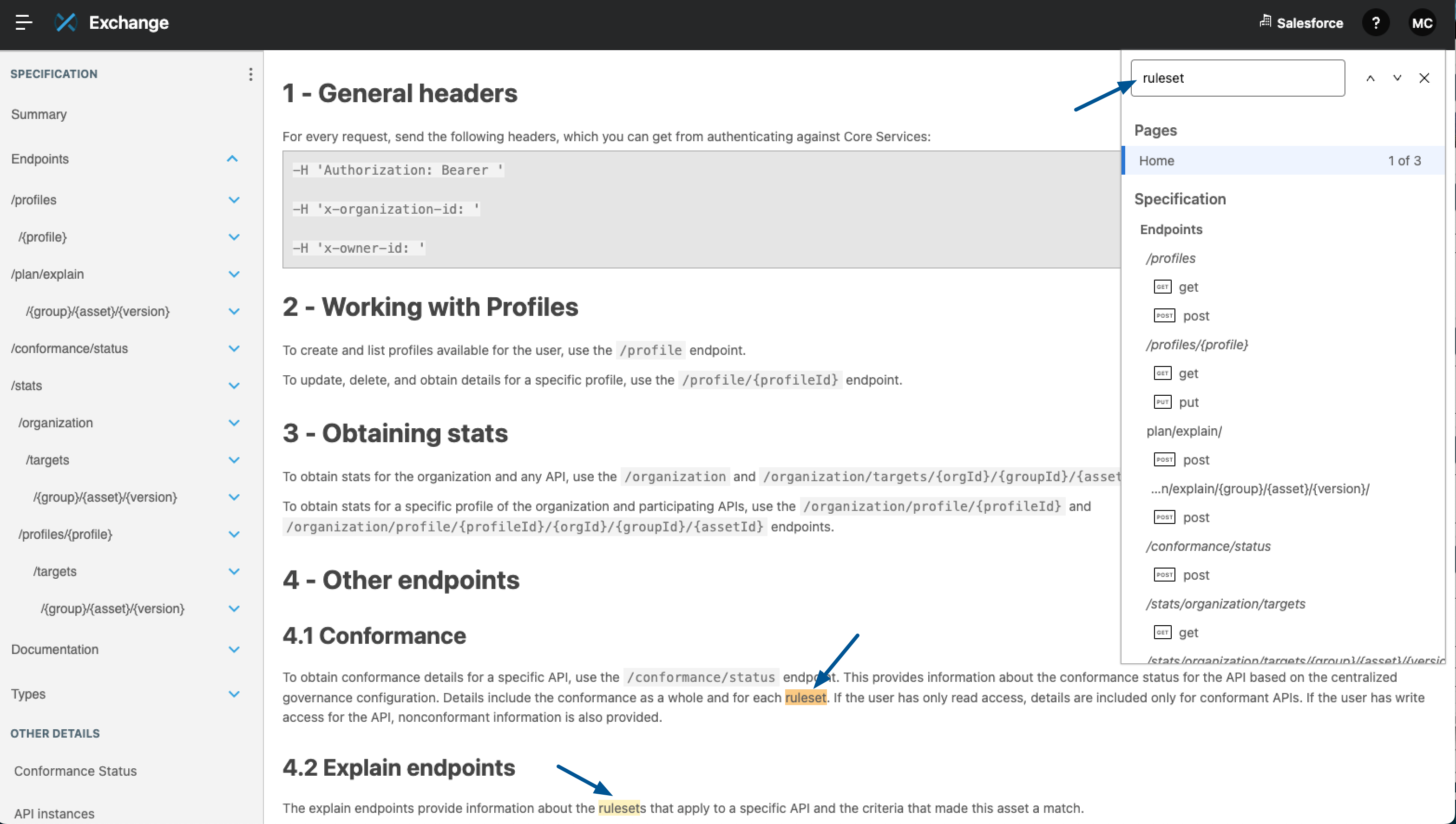 Example asset details page using CTRL+F or the command+F keyboard shortcut