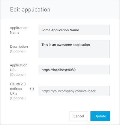 Screenshot - Create New Application
