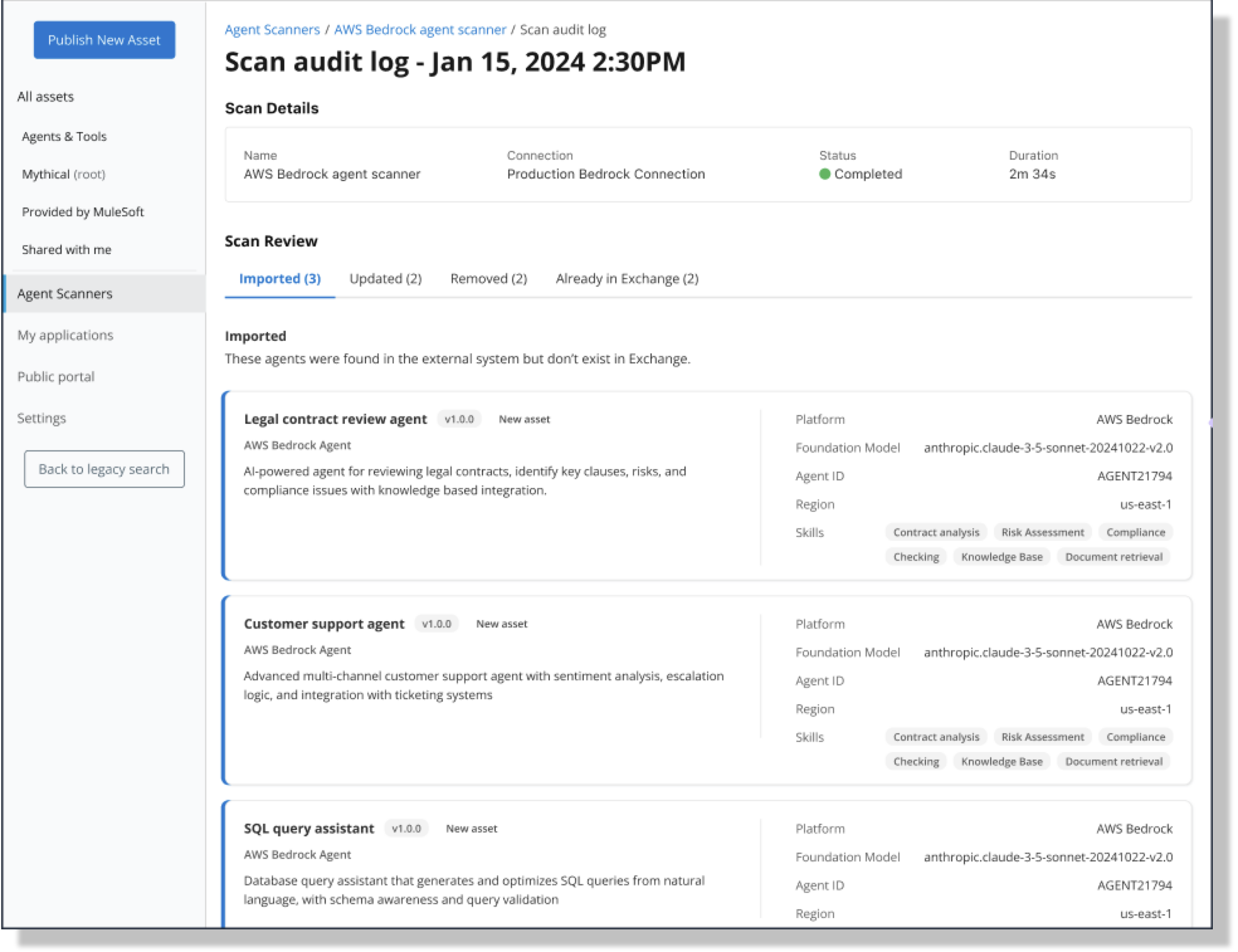 Audit log showing details of a scan event