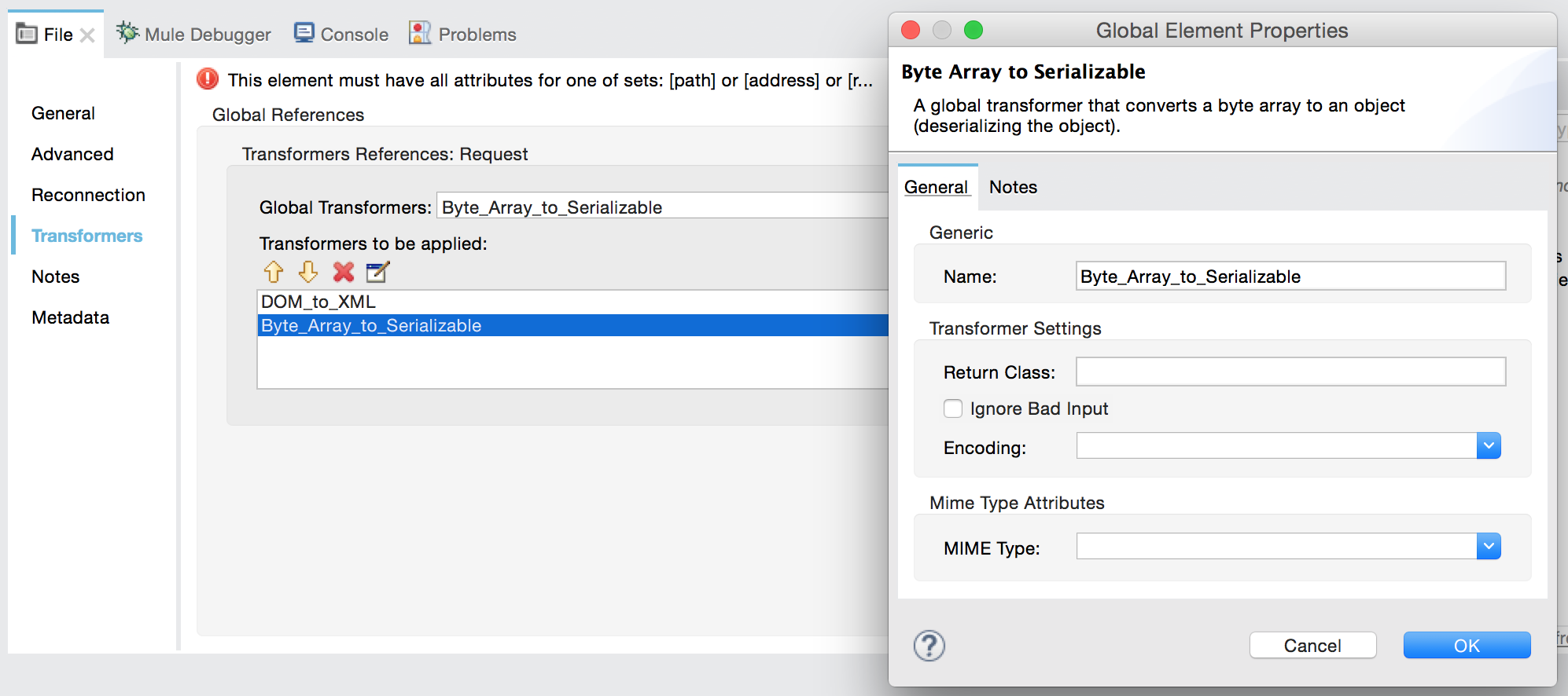 configuring transforms and listing