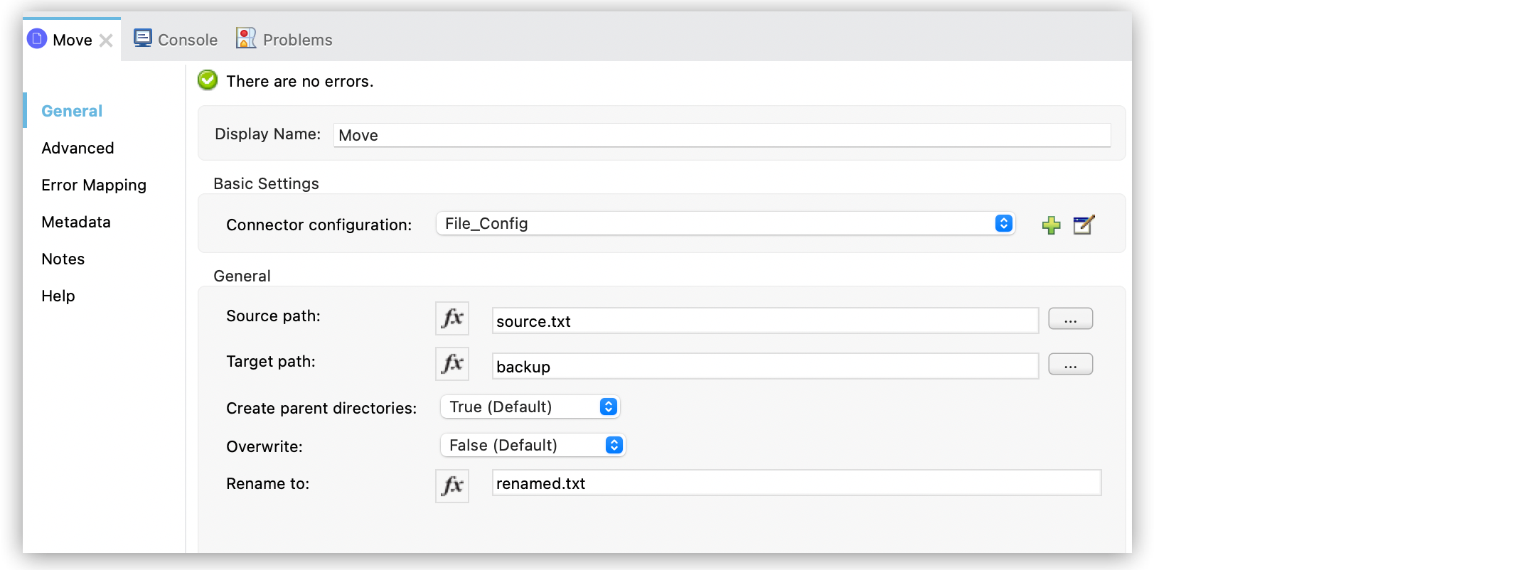 Move operation configuration in Studio