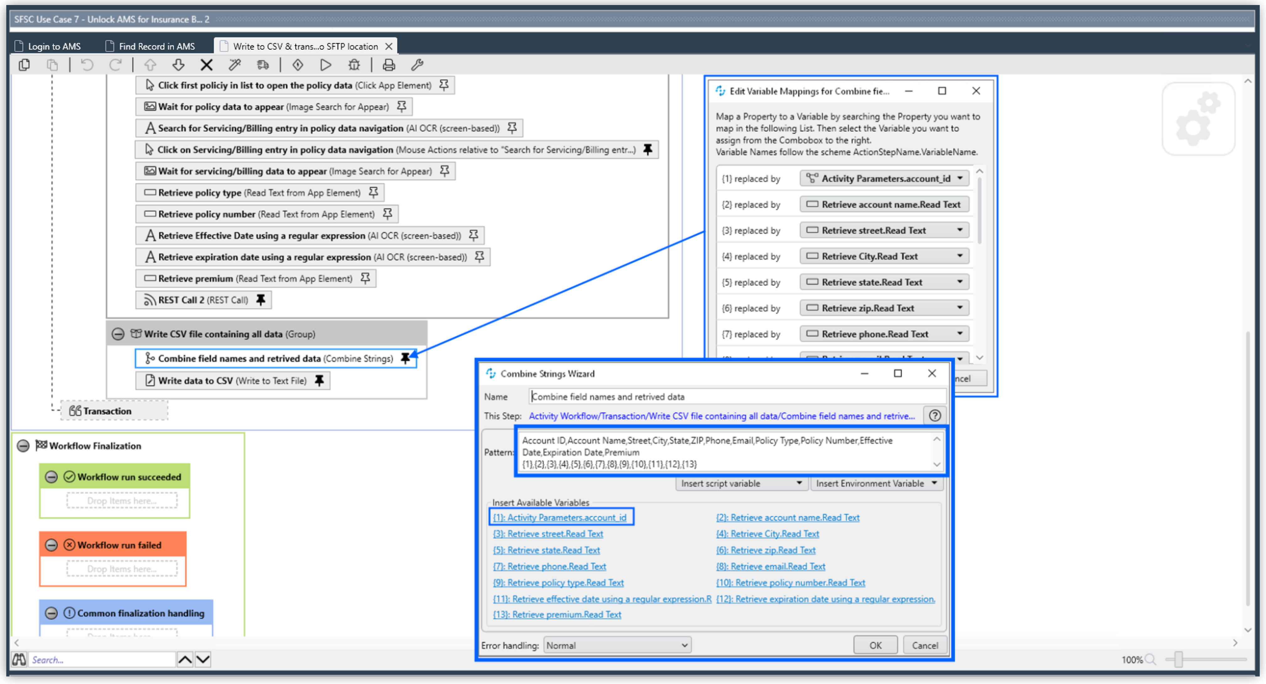 RPA Builder Combine Strings Wizard