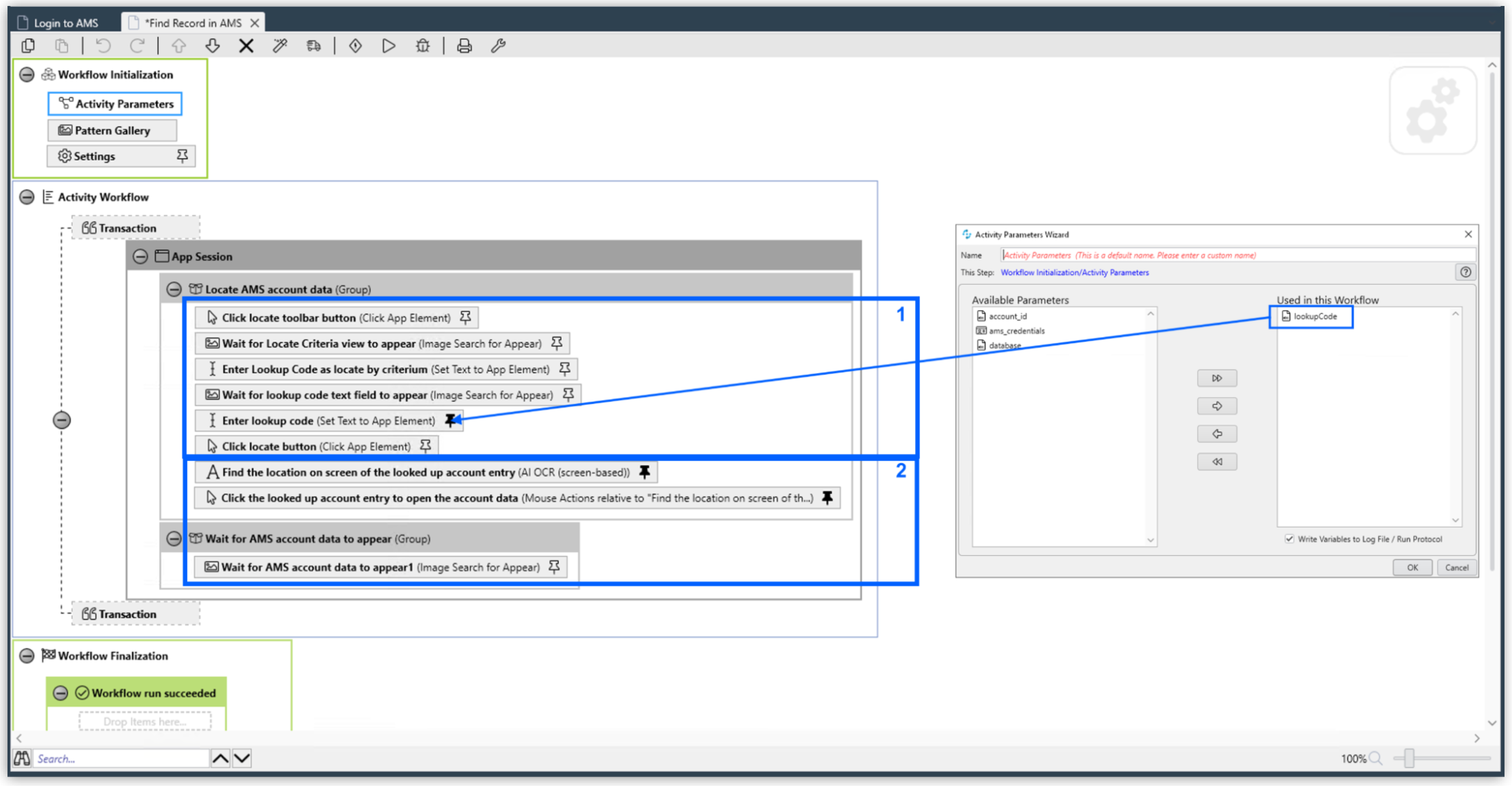 RPA Builder lookup code