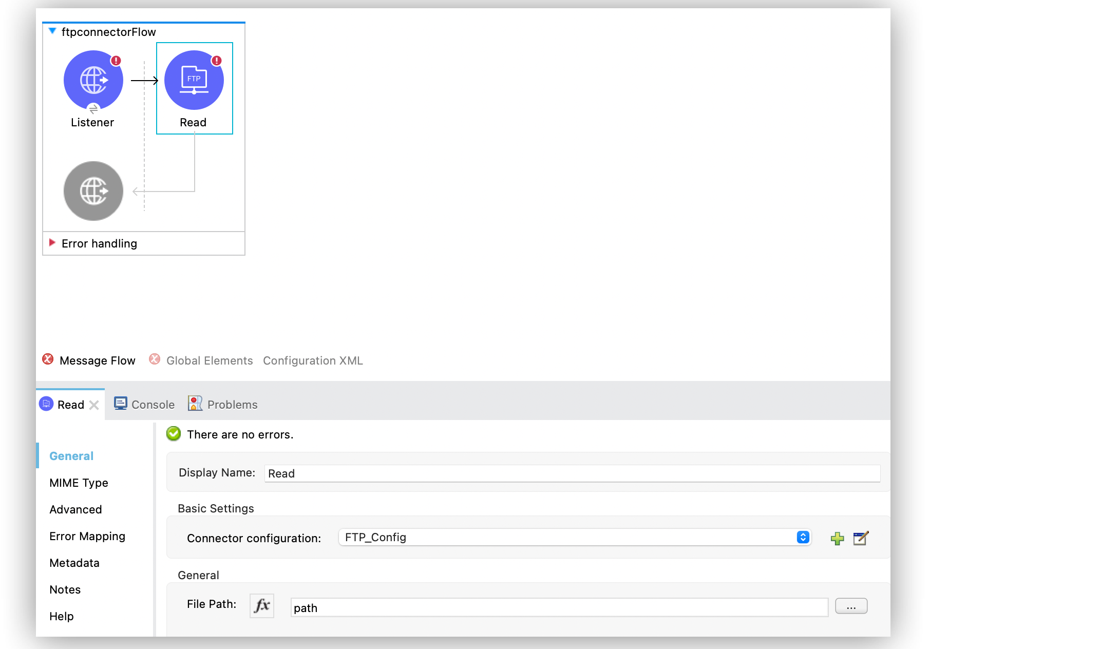 Read operation configuration in Studio