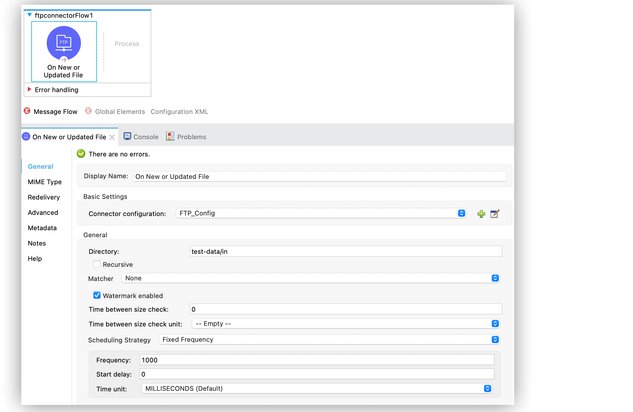 On New or Updated File operation configuration in Studio