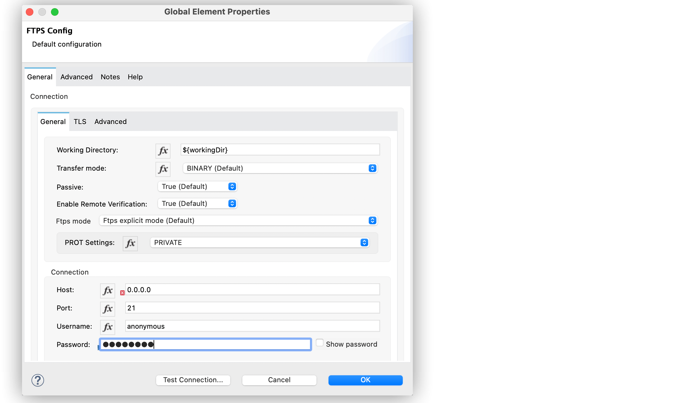 FTPS Connector explicit mode configuration in Studio