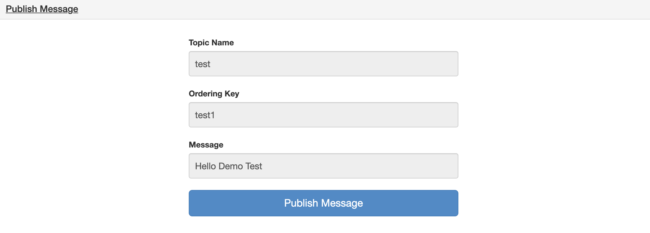 Publish Message form