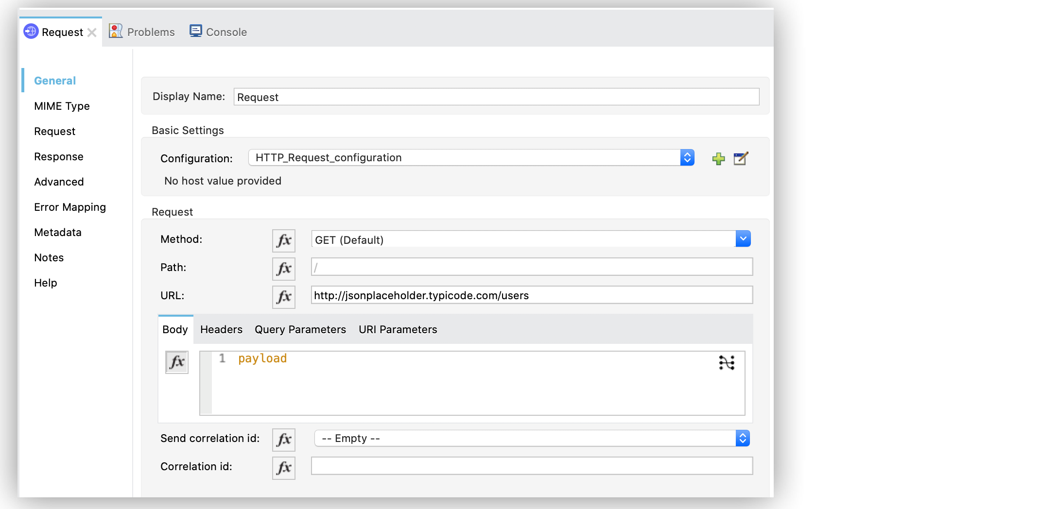 HTTP Request configuration