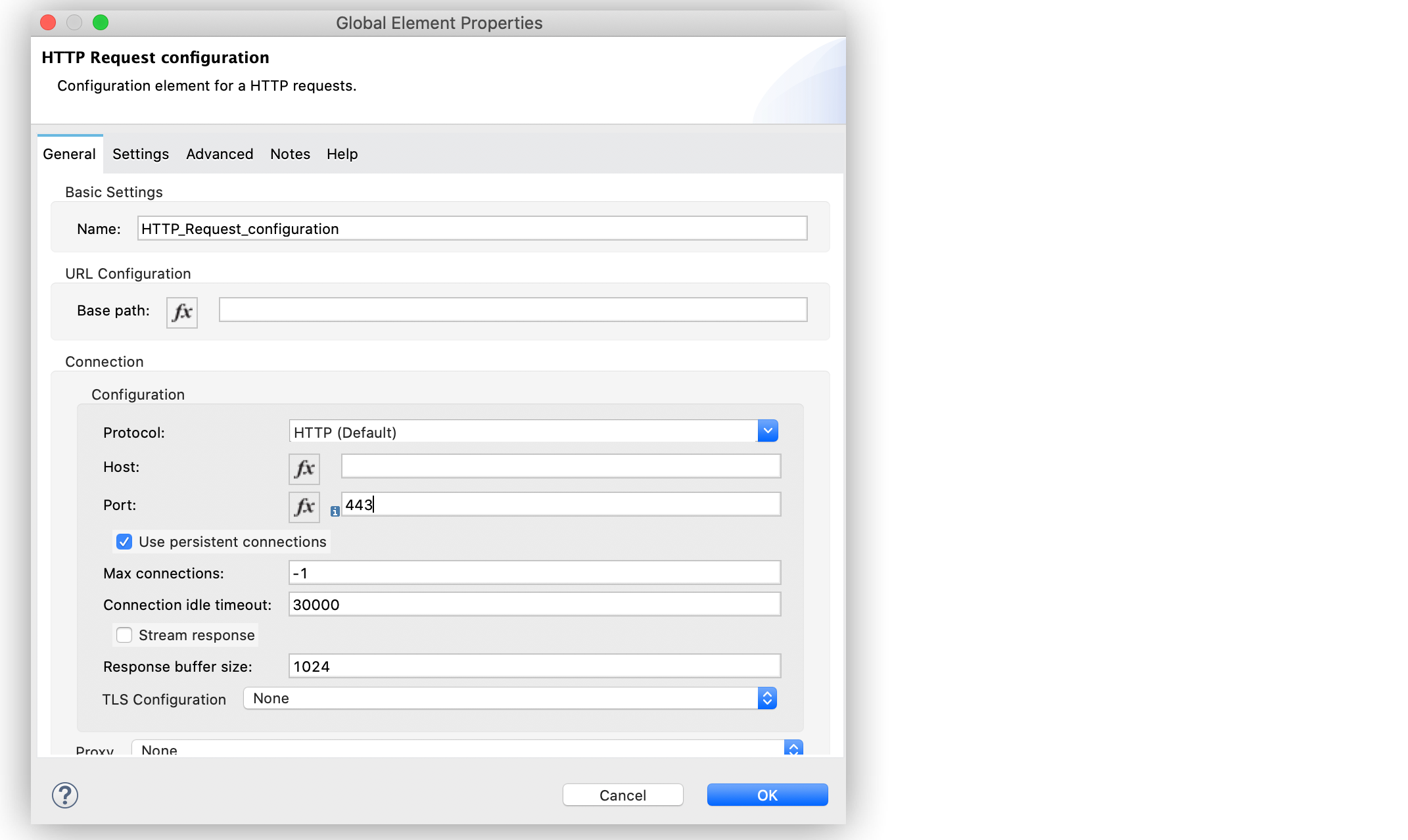 HTTP Request global configuration