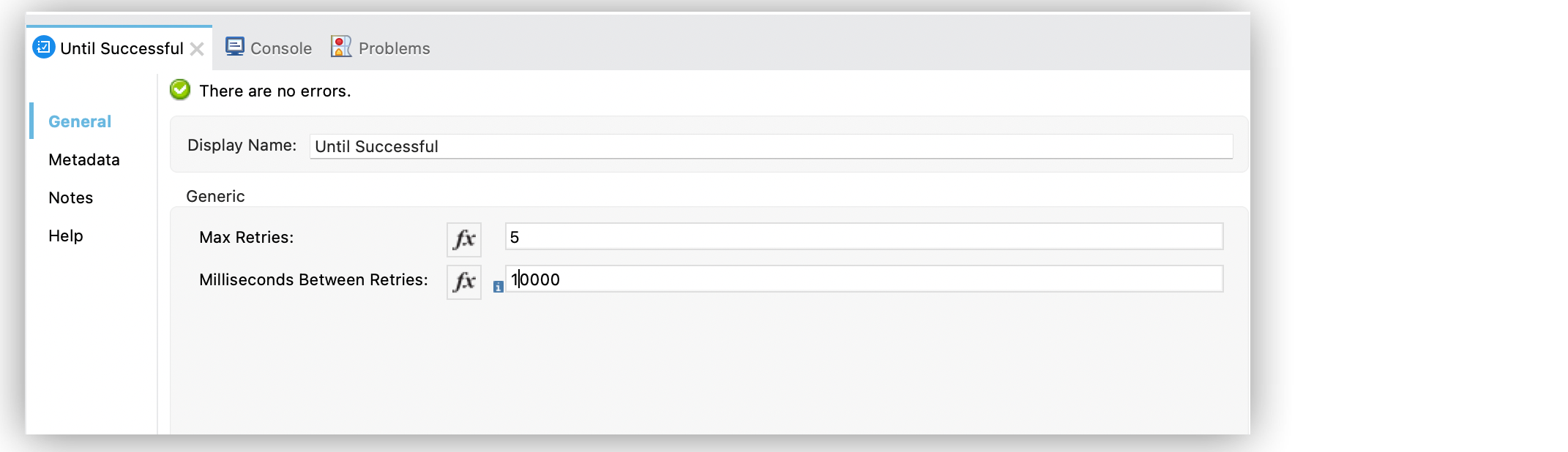 Until Successful scope configuration with HTTP Request operation