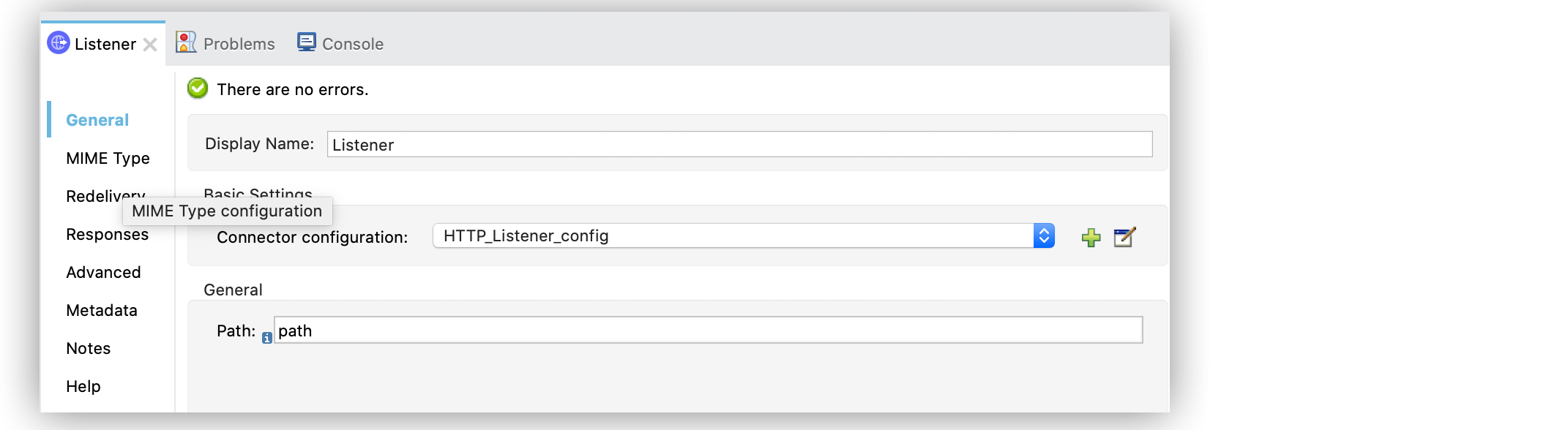 HTTP Listener configuration