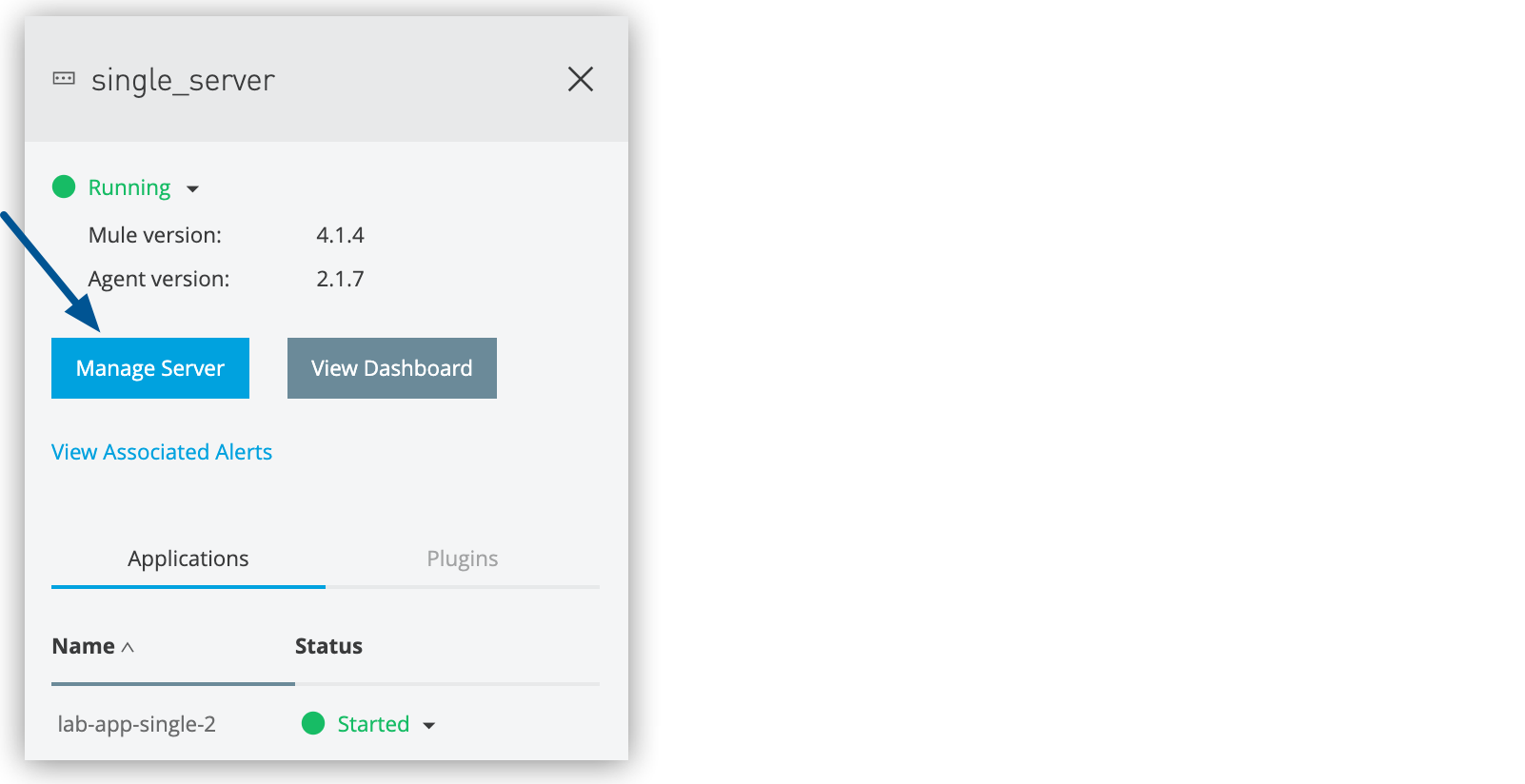 Manage Server button