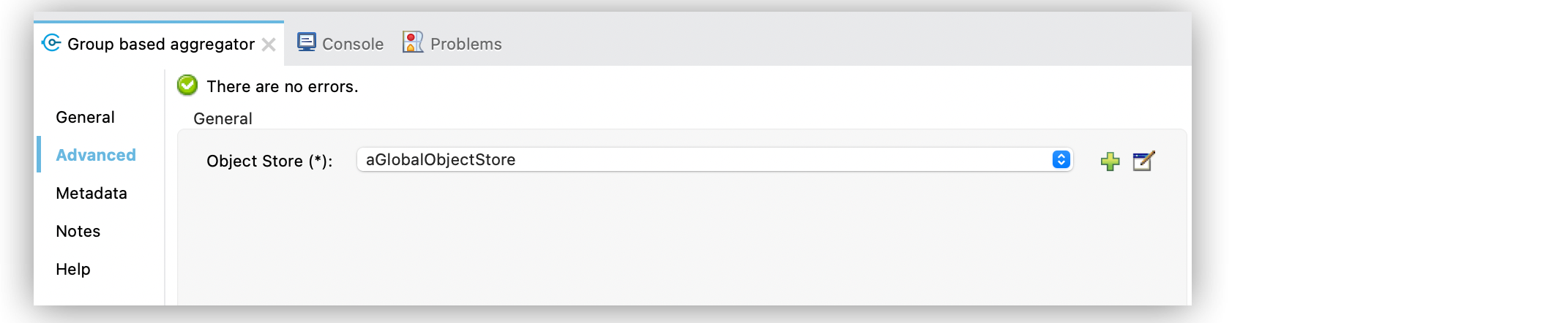 「Object Store(*) (オブジェクトストア(*))」 項目では aGlobalObjectStore 設定が選択されています。