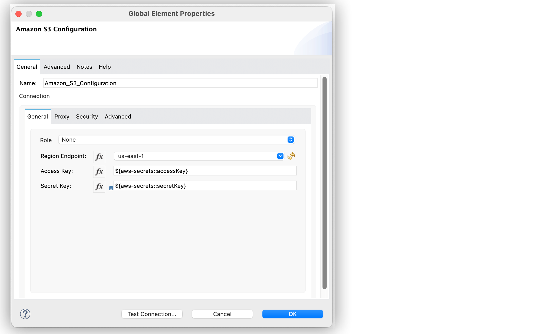 文字列値を使用した Amazon S3 Connector の Amazon Secrets Manager Properties Provider 設定の例